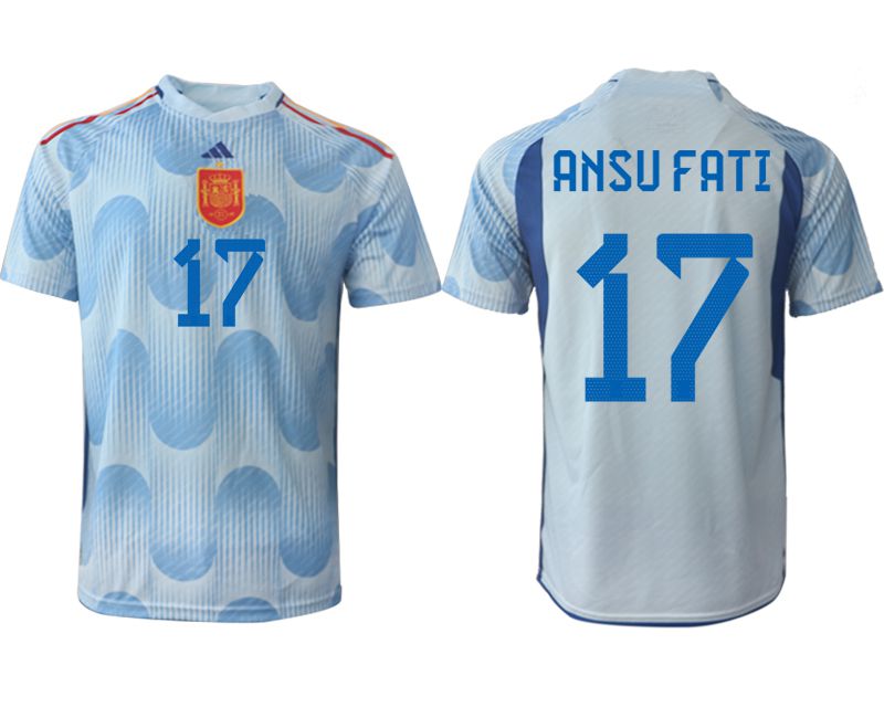 Men 2022 World Cup National Team Spain away aaa version blue #17 Soccer Jerseys